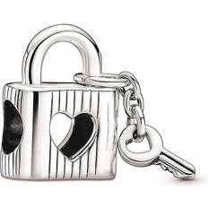 Gioielli Pandora Padlock & Heart Key Charm - Silver/Black