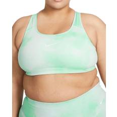 Nike Swoosh Icon Clash Medium-Support Non-Padded Tie-Dye Printed Sports Bra Plus Size - Green Glow/White