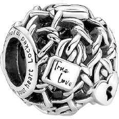 Gioielli Pandora Open Worked Chain Link Padlock Charm - Silver