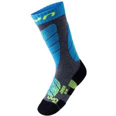 Ski Socks Kids - Medium Grey Melange/Turquoise
