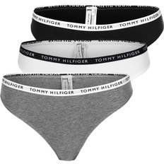 Tommy Hilfiger Baumwolle Slips Tommy Hilfiger Recycled Cotton Thongs 3-pack - Medium Grey Htr/White/Black