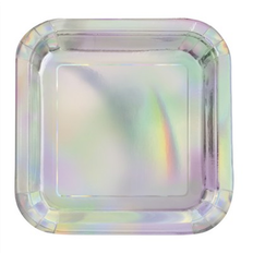 Square Disposable Plates Unique Party Pack of 8 Iridescent Square Paper Plates