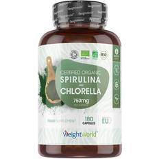 Chlorella powder WeightWorld Ekologiska spirulina- & chlorella tillskott i tablettform En högkvalitativ produkt som levererar 180 kapslar 180 pcs