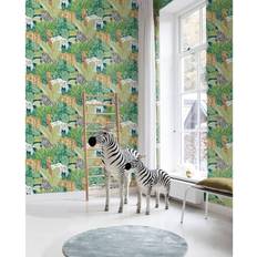 Wallpapers Noordwand Wallpaper Jungle Animals Green and Black Good Vibes