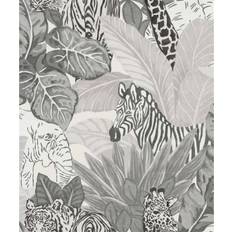 Wallpapers Noordwand Good Vibes Wallpaper Jungle Animals Grey and Black