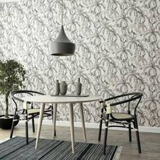 Papeles pintados Papel De Pared Topchic Monkey Jungle Leaves Gris Y Negro Noordwand