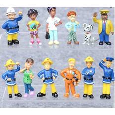 Slowmoose (12 PCS) Cartoon Fireman Sam Figurines 3-6cm Pvc Dolls Toy Elvis Norman Kid