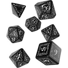 7 terninger Q Workshop Dice Terningesæt 7 terninger Elven Black With White