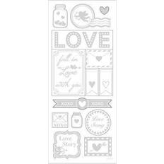 Stickers, silver, love, 10x24 cm, 1 ark