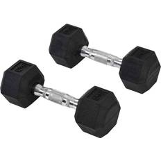 Homcom Hex Dumbbell Rubber Weights Set 2 x 5kg