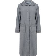 Slenderella 46" Mini Waffle Button Through Housecoat Dressing Gown - Grey