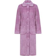 Slenderella 46" Mini Waffle Button Through Housecoat Dressing Gown - Heather