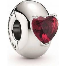 Pandora Red Heart Solitaire Clip Charm - Silver/Red