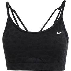 Nike Dri-FIT Indy Light-Support Padded Glitter Sports Bra - Off Noir/Black/White