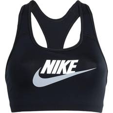 Nike Soutiens-gorge Nike Dri-FIT Swoosh Medium-Support 1-Piece Pad Graphic Sports Bra - Black/White/Particle Grey