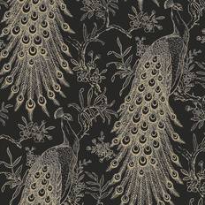 Wallpapers Rasch Pandore Peacock Wallpaper Black & Gold