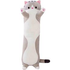 (Gray, CN) Comfort Soft Stuffed Sleeping Pillow, Long Cotton Cat Doll Plush Toy, Cartoon Animal Giant Stuffed