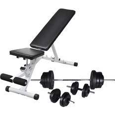 vidaXL Workout Bench With Barbell And Dumbbell Set