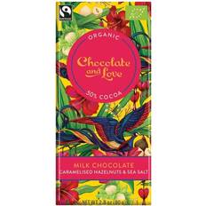 Chocolate and Love Milk Chocolate 50% with Caramelised Hazelnut and Sea Salt Bar 80g