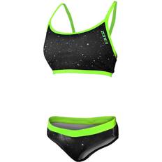 Zone3 Women's Cosmic Two Piece Swimming Bikini - Grey/Fluro Yellow