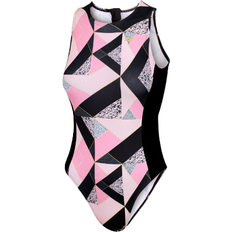 Zone3 Women's High Neck Swim Suit - Pink/Black/White