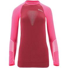 Löpning - Röda Underställstoppar UYN Marathon OW Long Sleeve T-Shirt Women - Red Plum/Grey/Magenta