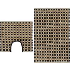 Rectangular Alfombras de baño vidaXL 133220 Beige, Negro cm