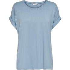 Only Top Col Rond Manches Courtes Poignets - Bleu