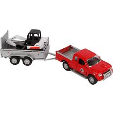 Pick up Kids Globe Van Manen 520090 Pick-Up with Trailer (Excavator Accessories Pull Back Drive Colour: Red)