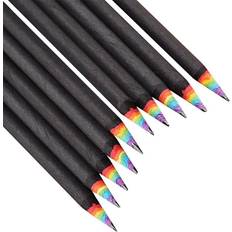 10x Blyanter Med Regnbuefarver Sort Black