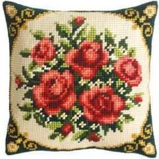 Vervaco Broderikit Kudde Röda rosor