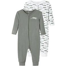 Name It 9-12M Pigiame Name It Zipped Nightsuit 2-pack - Green/Agave Green (13198873)