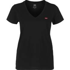 Levi's Camiseta Básica Mujer Cuello Pico Algodón Logo Bordado - Black