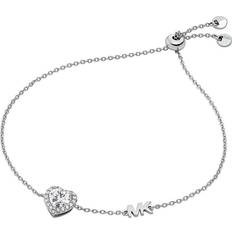 Michael Kors Brilliance Silver Heart & Logo Toggle Bracelet - Silver/Transparent