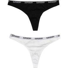 Superdry Organic Cotton Harper Thong 2-pack - Black/White