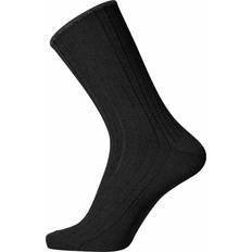 Wool No Elastic Rib Socks - Black
