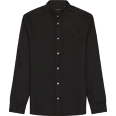 AllSaints Hawthorne Cotton Solid Regular Fit Button Down Shirt - Black