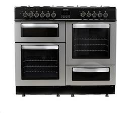 ElectrIQ 100cm Dual Fuel Double Oven Range Cooker Stainless Steel