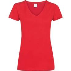 Universal Textiles Women's Value Fitted V-Neck Short Sleeve Casual T-shirt - Bright Red