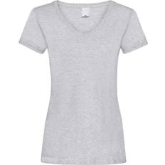 Universal Textiles Women's Value Fitted V-Neck Short Sleeve Casual T-shirt - Grey Marl