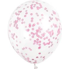 Unique Party Balloons Confetti 30 Cm 6 Pieces Pink, Transparent