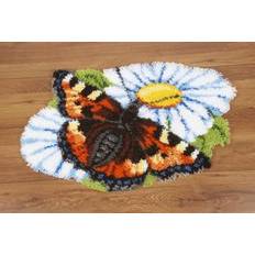 Vervaco Latch Hook Kit: Shaped Rug: Butterfly on Daisy, COTTON NA, 69 x 46cm