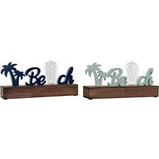 Dkd Home Decor Prydnadsfigur Beach LED Trä MDF (2 pcs) (34 x 8 x 16 cm) Dekorationsfigur