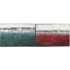 Rouge Arts encadrés Dkd Home Decor Abstract Modern Painting 120 x 3.5 x 80 cm Set of 2 Art encadré