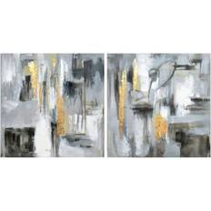 Grey Framed Art Dkd Home Decor Painting Abstract (80 x 3 x 80 cm) (2 pcs) Framed Art