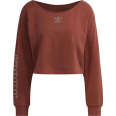 Boat Neck Jumpers adidas Women's Originals 2000 Luxe Slouchy Crew Sweatshirt - Earth Brown