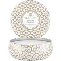 Lata 3 Pabilos Velas Aromáticas Voluspa Suede Blanc 3 Wick Tin Vela Aromática 340g