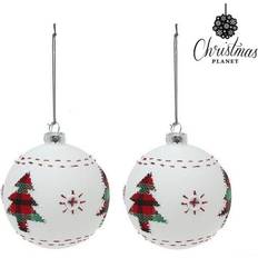 BigBuy Christmas Julgranskulor 8 cm (2 uds) Glas Vit