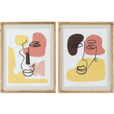 Jaune Arts encadrés Dkd Home Decor Tavla Abstrakt (2 pcs) (55 x 2 x 70 cm) Framed Art