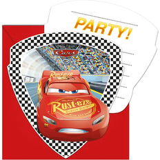 Folat 10115469 Cars 3 Invitations-6 Pieces, Multi-Colored